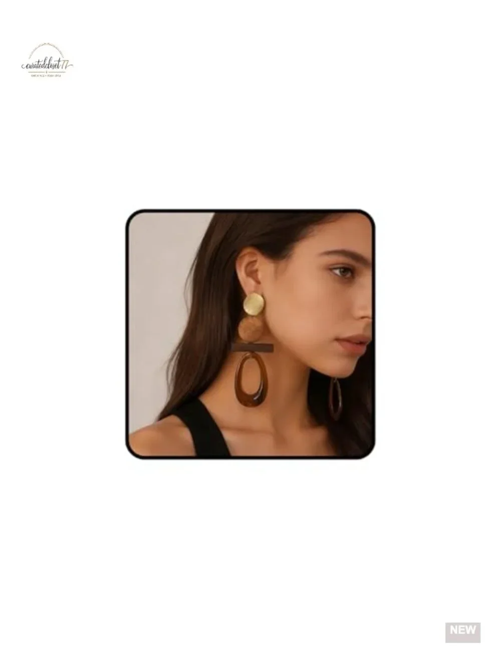 Vintage Geometric Chunky Statement Boho Wood Resin Acrylic Dangle Drop Earrings